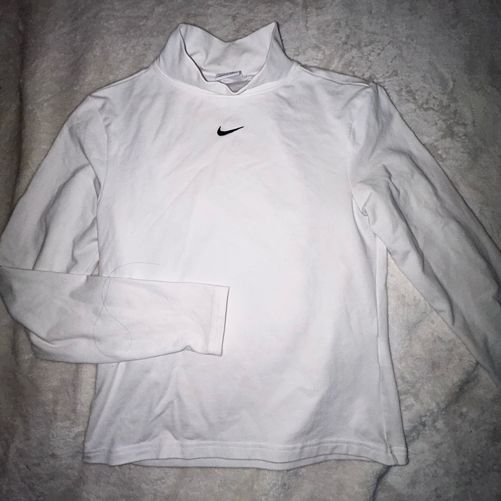 Nike White Long Sleeve Shirt with Black Logo